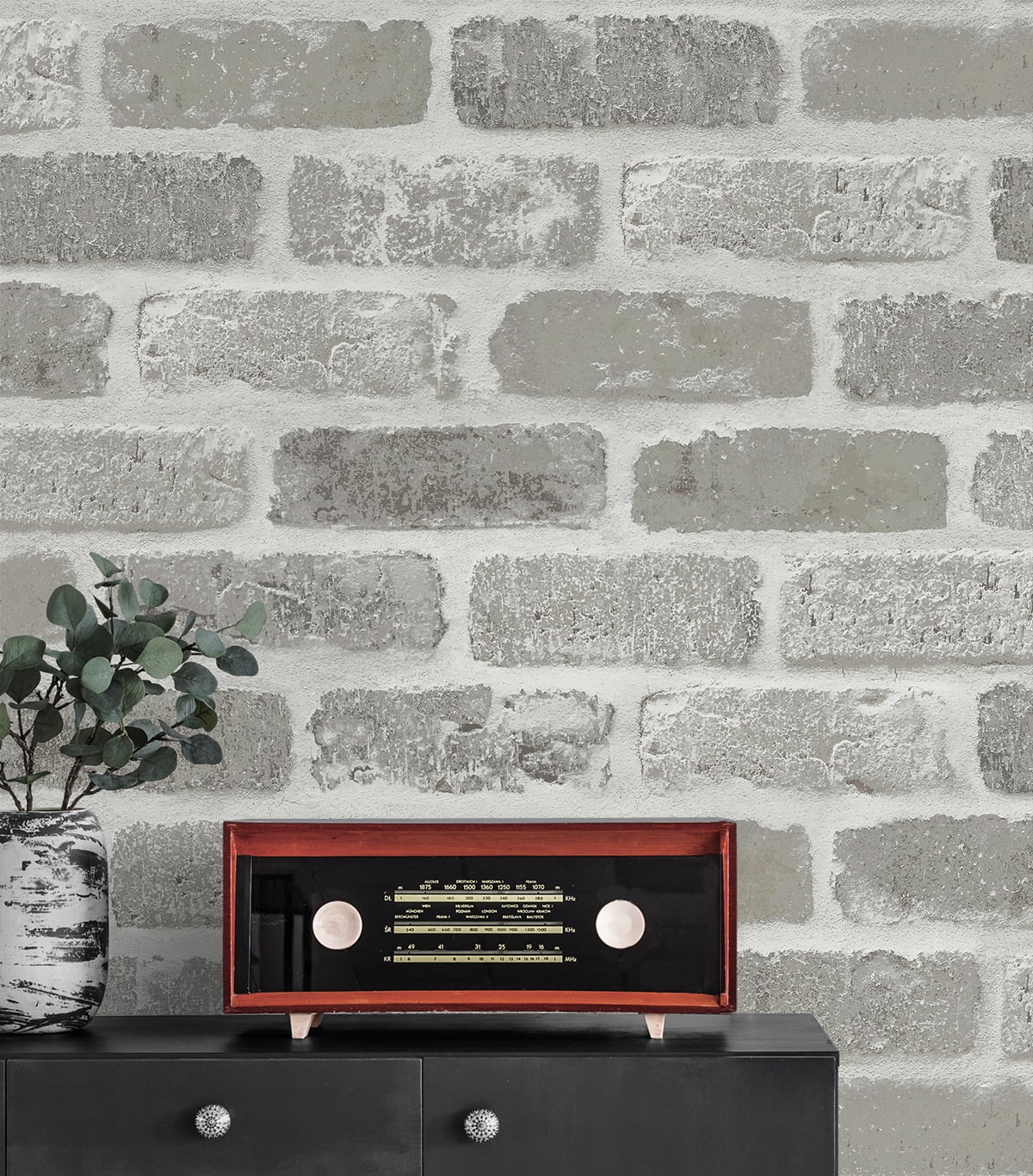 NextWall  Washed Brick Peel and Stick Removable Wallpaper Pumice Stone