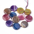 thumbnail image 2 of 2strands Dyed Natural Banded Agate/Striped Agate Beads Strands Flat Round 30~31x6~10mm Hole: 2mm about 12pcs/strand 16.1 inch, 2 of 2