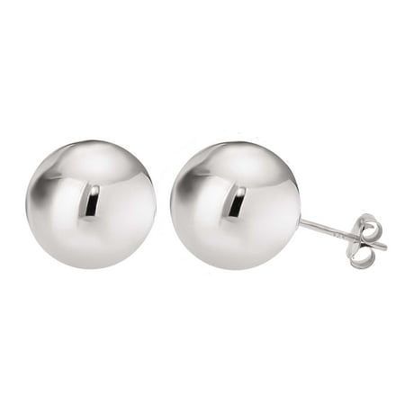 Ball Stud Earrings Silver Sterling Polished Round Ball 14mm
