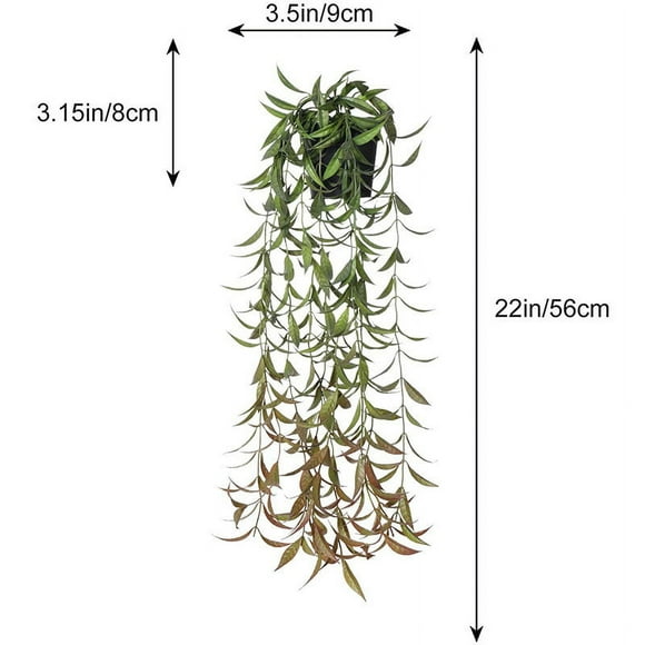 XmhyTop Plantas colgantes falsas, paquete de 2 plantas colgantes artificiales de eucalipto, vegetación falsa en maceta, mandala, vid, hiedra, hojas de vid,H