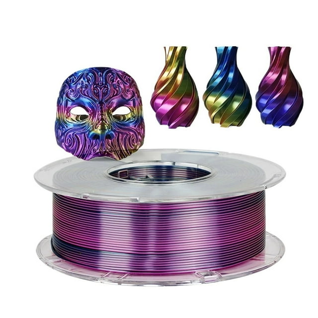 Tri-Colors 3D Printer Filament, 250g PLA 3 Colors 3D Printing Material 1.75mm Sublimation Products Magic Pla Silk Filaments ,Easy to Use