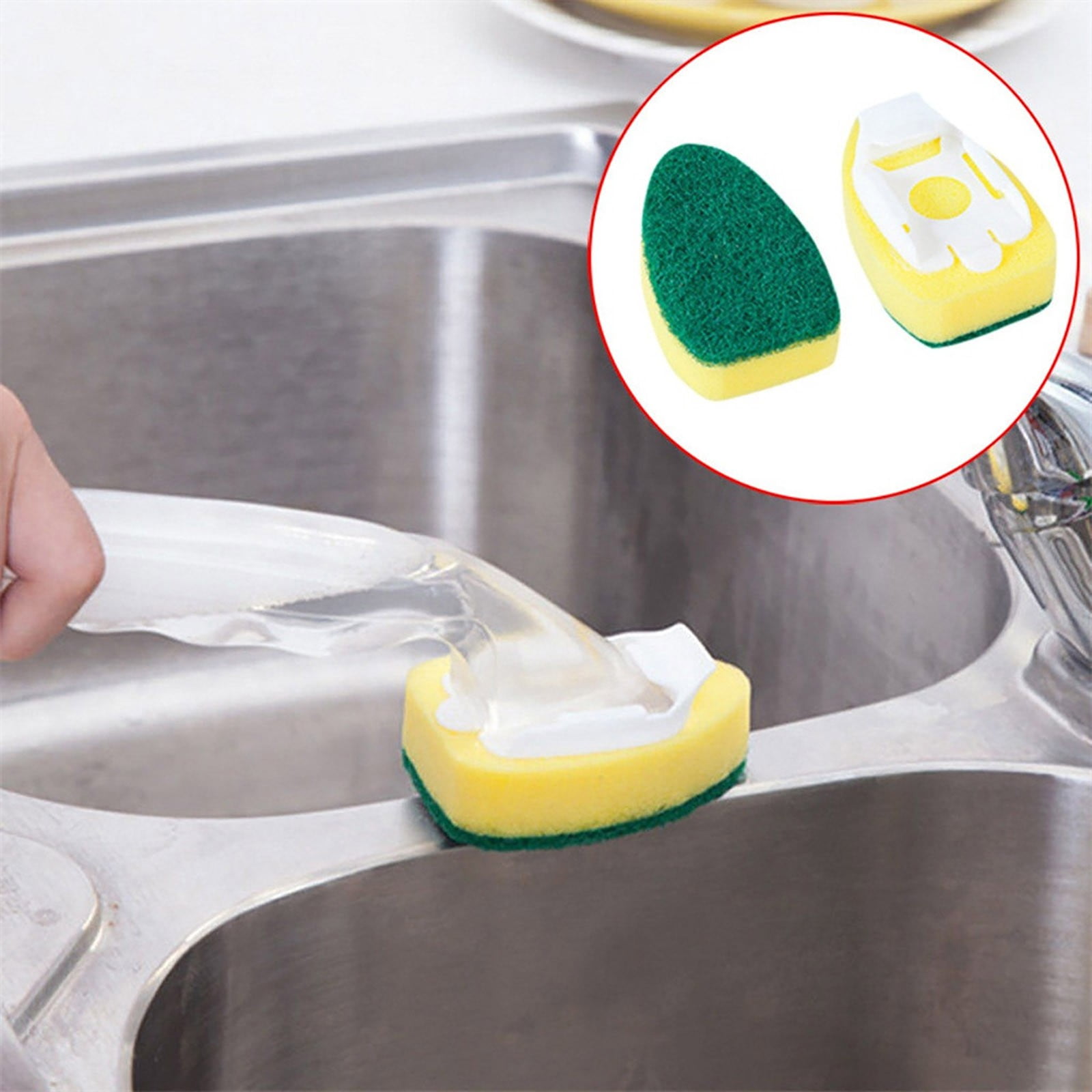 Kitchen Accessories Replacement Heads Sponge Brush Cleaning Dish Scrubber  Pads For Kitchen Sink Cleaner Sponge Double-headed Automatic Liquid Filling  Brush - Temu