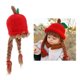 thumbnail image 4 of Gorro de punto con peluca para niña, tamaño 48 cm, con 2 trenzas grandes, cálido para invierno. rojo, 4 of 9
