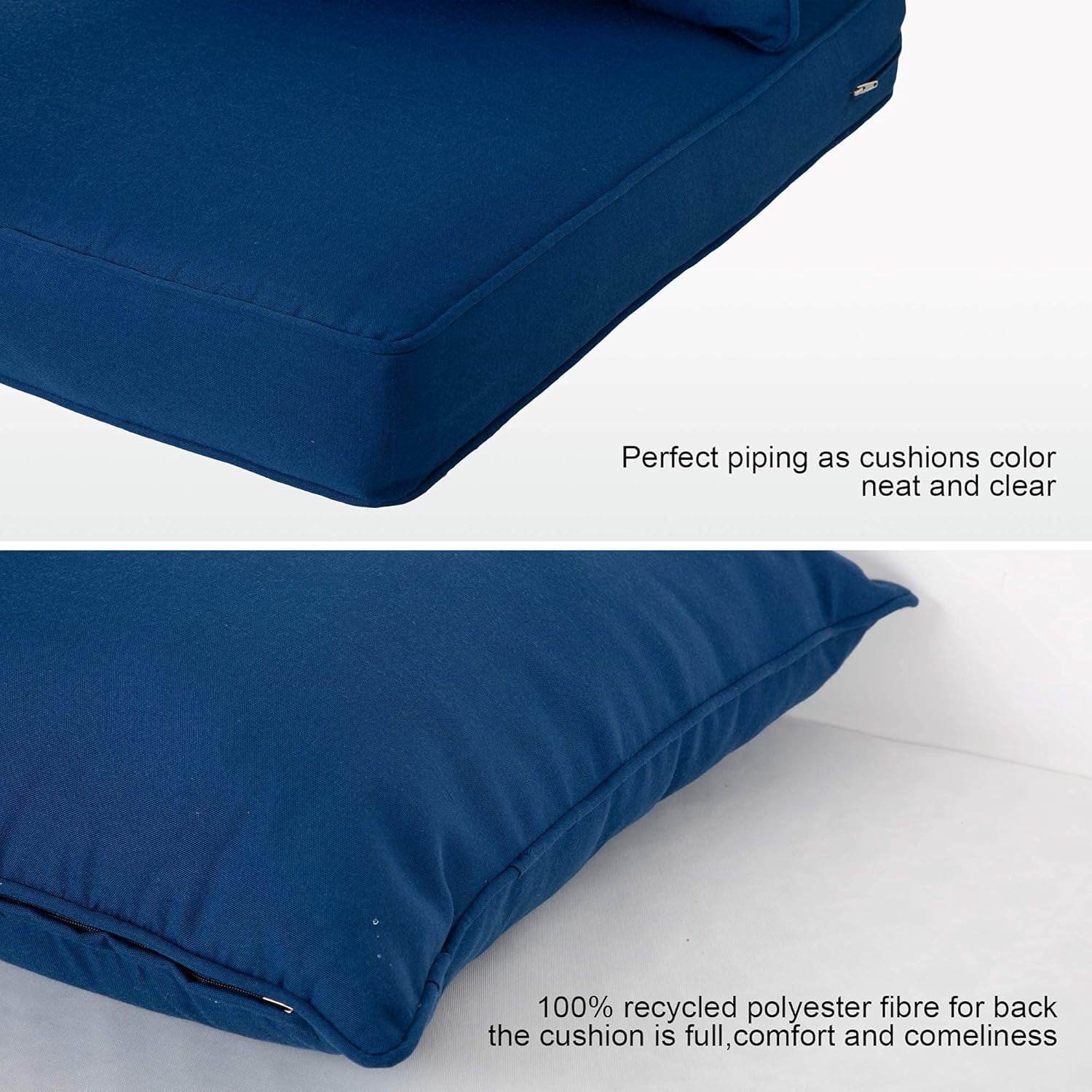 ARTPLAN Outdoor Deep Seating Cushions with Backrest Set, All-Weather Waterproof Patio Sofa Cushions for Sectionals, High-Resilience Foam Garden Furniture Cushion Cover,Classic Blue