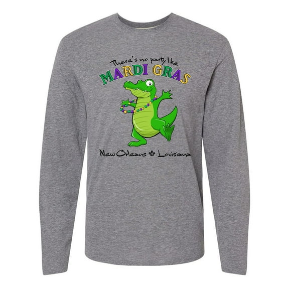 Inktastic There's No Party Like Mardi Gras-alligator Long Sleeve T-Shirt