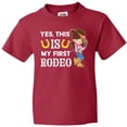 thumbnail image 3 of Inktastic Yes, this IS my First Rodeo- cowgirl in hat and boots Youth T-Shirt, 3 of 5