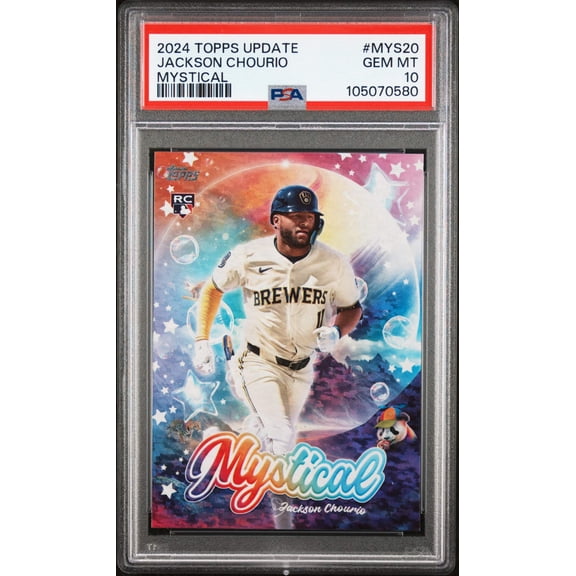 Graded 2024 Topps Update Jackson Chourio #MYS20 Mystical Rookie RC Baseball Card PSA 10 Gem Mint