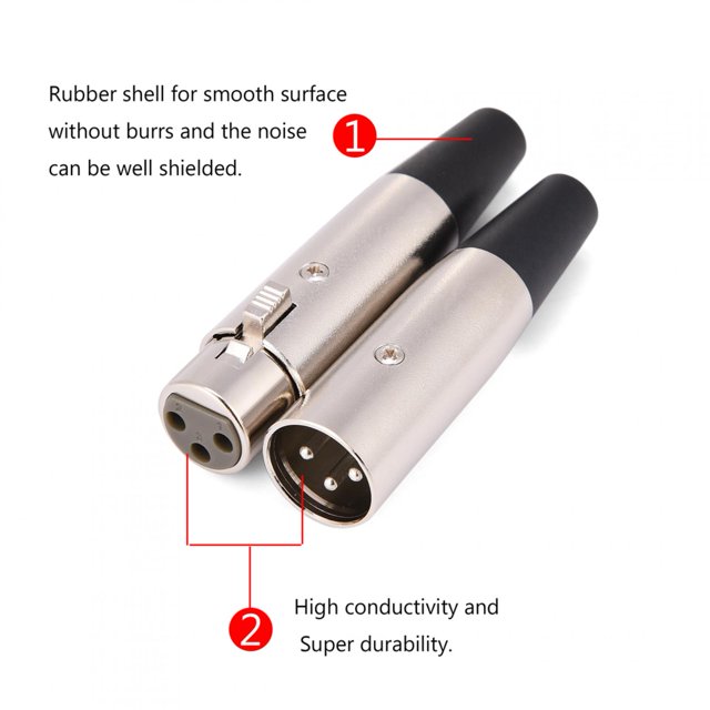 5 pares de conectores de audio para micrófono XLR de 3 pines, conector macho y hembra