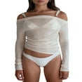 thumbnail image 2 of Femmes T-shirt Manches Longues Stretch Solide Slim Fit Dames Fall Tops, 2 of 6