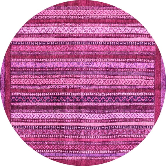 Ahgly Company Indoor Round Abstract Pink Modern Area Rugs, 5' Round