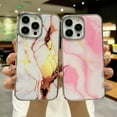 thumbnail image 2 of Slim Marble Case for iPhone 13 Pro Max, Marble Pattern Shiny Electroplated Plating Silver Frame Cover, Rugged PC + TPU Shockproof Non-Slip Phone Case for iPhone 13 Pro Max,Pattern-G, 2 of 6