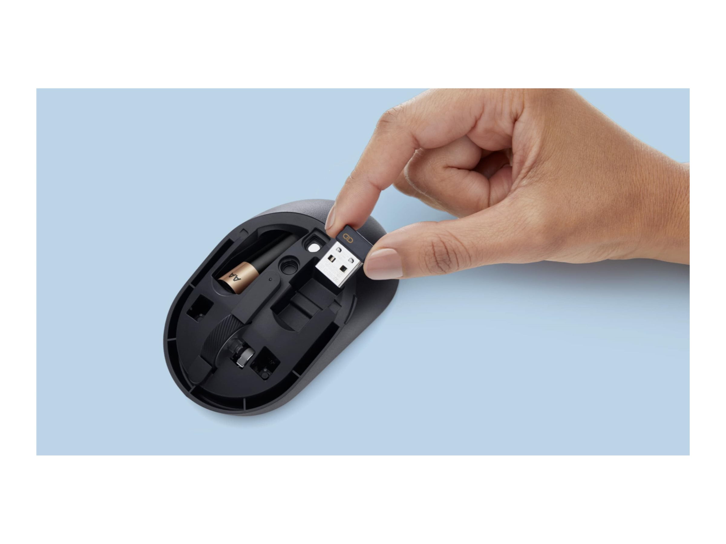 Dell Silent Mouse - MS355 - Optical - Wireless - Bluetooth/Radio Frequency - 2.40 GHz - Black - USB - 4020 dpi - Scroll Wheel - 3 Button(s) - Symmetrical - 3 Year Battery Run Time Box