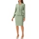 thumbnail image 1 of Conjuntos de trajes para mujeres INSPIRE CHIC, atuendos de negocios, blazer peplum sin cuello, falda lápiz formal, conjunto de 2 piezas, XL, verde guisante, 1 of 6