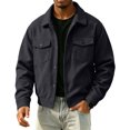 thumbnail image 2 of Dweltoz Mens Corduroy Jacket Button Down Collared Chore Jacket Casual Loose Long Sleeve Trucker Jacket with Flap Pocket Lightweight Western Coats 2026 Fall Winter Vintage Outwear,Black XL, 2 of 5