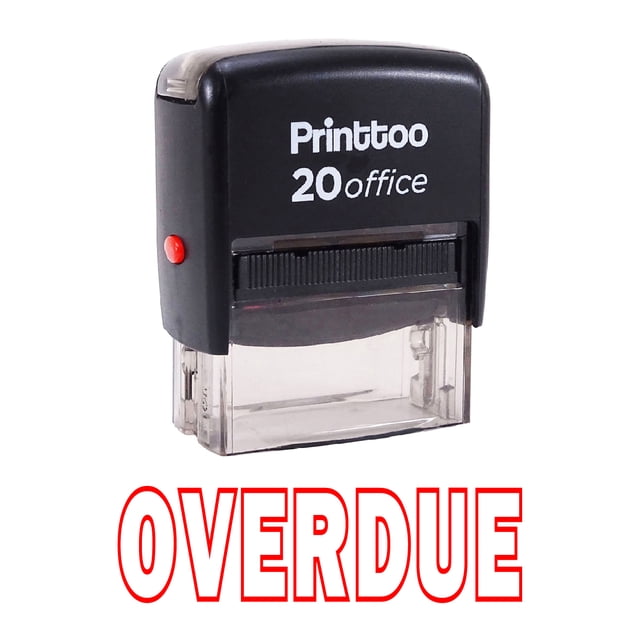 Printtoo Rubber Stamp OVERDUE Self Inking Office Stationary Stamp-Red