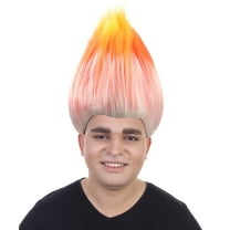 Unisex Adult & Kids Wig | Trolls Orange & White Wig | Premium Breathable Capless Cap