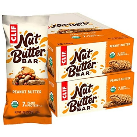 Clif Nut Butter Bar - Organic Snack Bars - Peanut Butter - Organic - Plant Protein - Non-Gmo (1.76 Ounce Protein Snack Bars 24 Count)