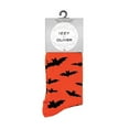 thumbnail image 2 of Spooky Orange Black Bat One Size Cotton Blend Novelty Crew Socks, 2 of 2