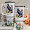 thumbnail image 3 of Custom Raven Lover Gift Tumbler 40oz – Personalized Travel Mug with Handle and Straw – Cute Animal Present for Girls Women Birdwatchers Birthday or Christmas, 3 of 6
