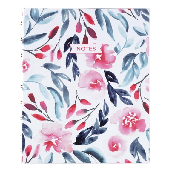 Blueline® NotePro™ Fashion Hard Cover Notebook, Index System, Gold Twin-Wire Binding, 192 Pages, 9.25" x 7.25", Tranquil Blooms (A9C.01)