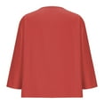 thumbnail image 5 of Viluyesy Women's 3/4 Sleeves T-Shirt V-Neck Button Shirt Tops New Relaxed Button Cotton Loose Blouse Red Size L, 5 of 6
