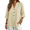 thumbnail image 6 of ZDNIXIAN Basic T Shirts for Women Casual Loose Button Down Shirts, Lightweight Solid Color Tunic Tops with Side Pocket for Daily Work Vacation Outfits, 6 of 7