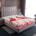 thumbnail image 4 of Erosebridal Cardinal Bird Sheet Set King,Red and Pink King Sheet Sets,Flower Room Decor, 4 of 7