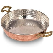 Hammered Copper Tin Lining Egg Omelet Pan Sahan, Traditional Handcrafted Round Chef Pan, 6.3 in