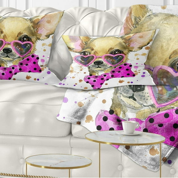 Designart Puppy Dog in Watercolor - Animal Throw Pillow - 12x20