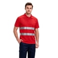 thumbnail image 5 of TOMVIGX Men's Polo Shirts Short Sleeve Reflective High Visibility Safety Moisture Wicking Shirts Outdoor Night Running Cycling Breathable Quick Dry Workout Shirts Red 3XL, 5 of 5