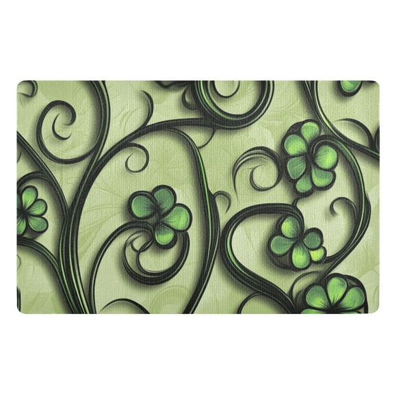 Green Vines and Flowers Floor Door Mat Outdoor Indoor for Home Entrance Welcome Mats 32"x20"