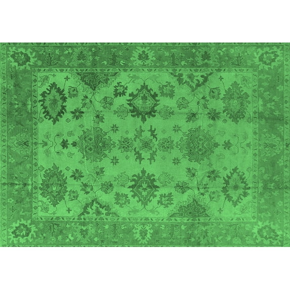 Ahgly Company Indoor Rectangle Oriental Emerald Green Industrial Area Rugs, 2' x 4'