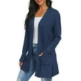 thumbnail image 5 of JWD Women's Cardigan Casual Lightweight with Pocketes Long Sleeve Open Front Cardigan Navy Blue S, 5 of 8