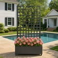 thumbnail image 7 of Danolapsi 72inch Metal Planter Box, Planter Box with Square Lattice Trellis,Galvanized Raised Garden Bed On Wheels,for Climbing Plants and Vines, Garden Bed with Trellis, 7 of 7