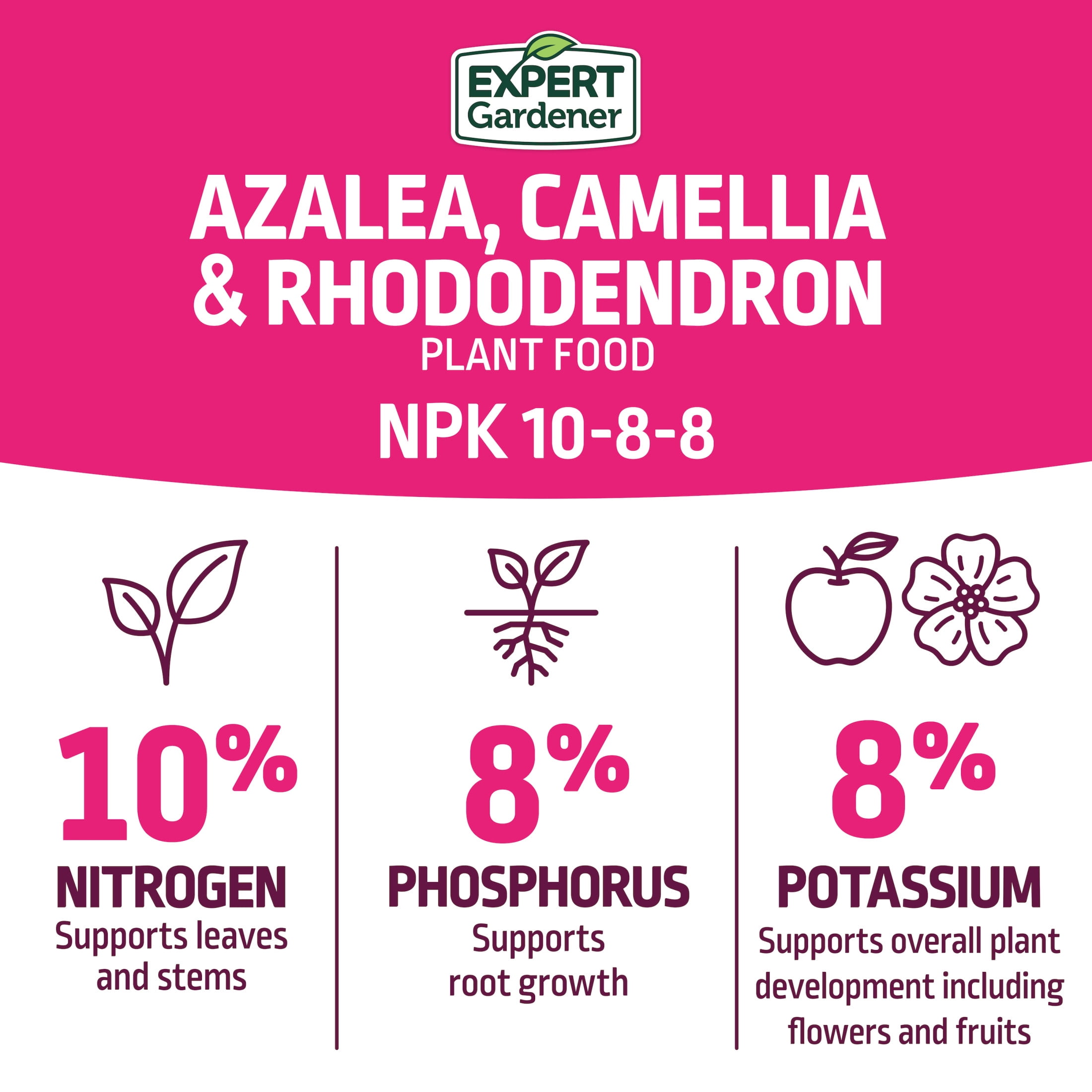 Expert Gardener Azalea, Camellia & Rhododendron Plant Food Fertilizer 10-8-8, 4 lb.