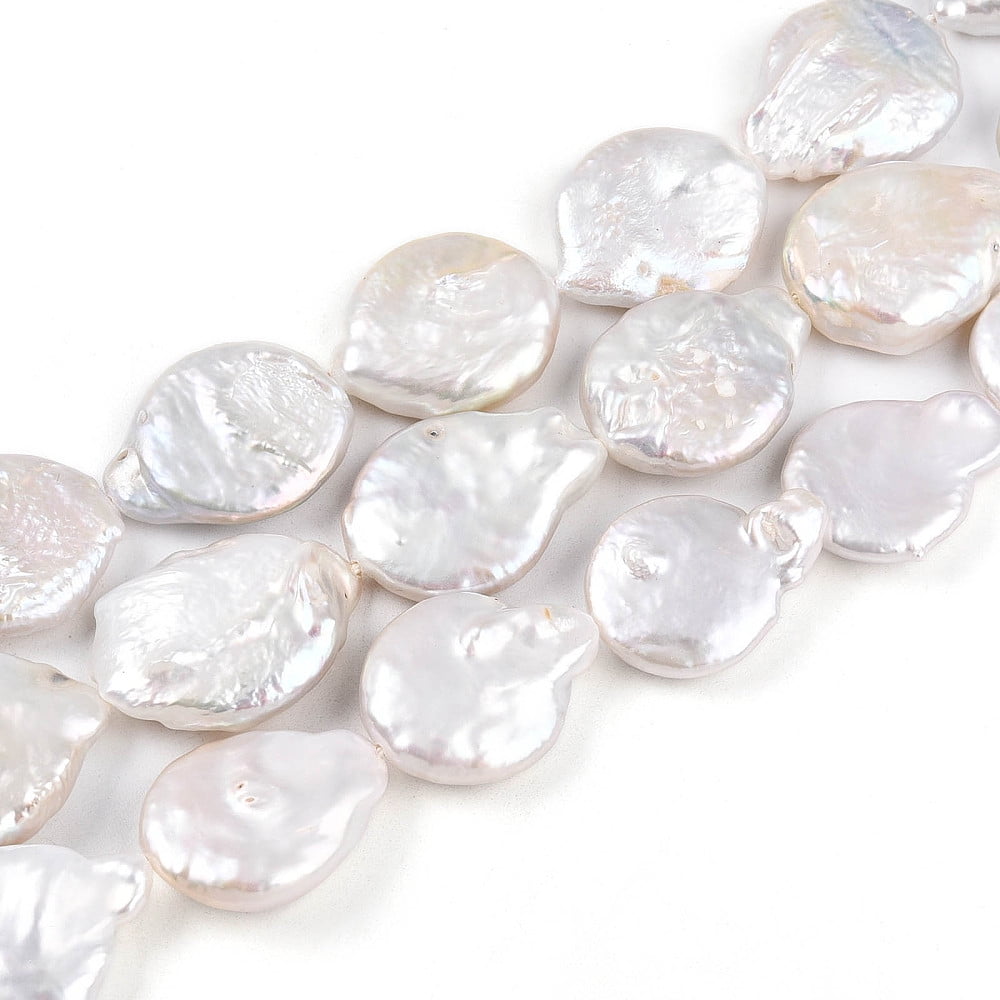 1 Strand Natural Nucleate Keshi Pearl Beads Strands Baroque Pearls Seashell Color 16~27x14~18x3.5~8mm Hole: 0.7mm about 20~23pcs/strand