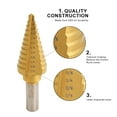 thumbnail image 5 of Step Drill Bit Set, 6 Pcs Titanium High Speed Steel Unibit Drill Bits, Stepped Up Bits & Automatic Center Punch for Sheet Metal, DIY Lovers with Aluminum Case, Total 50 Sizes for Multiple Hole, 5 of 9