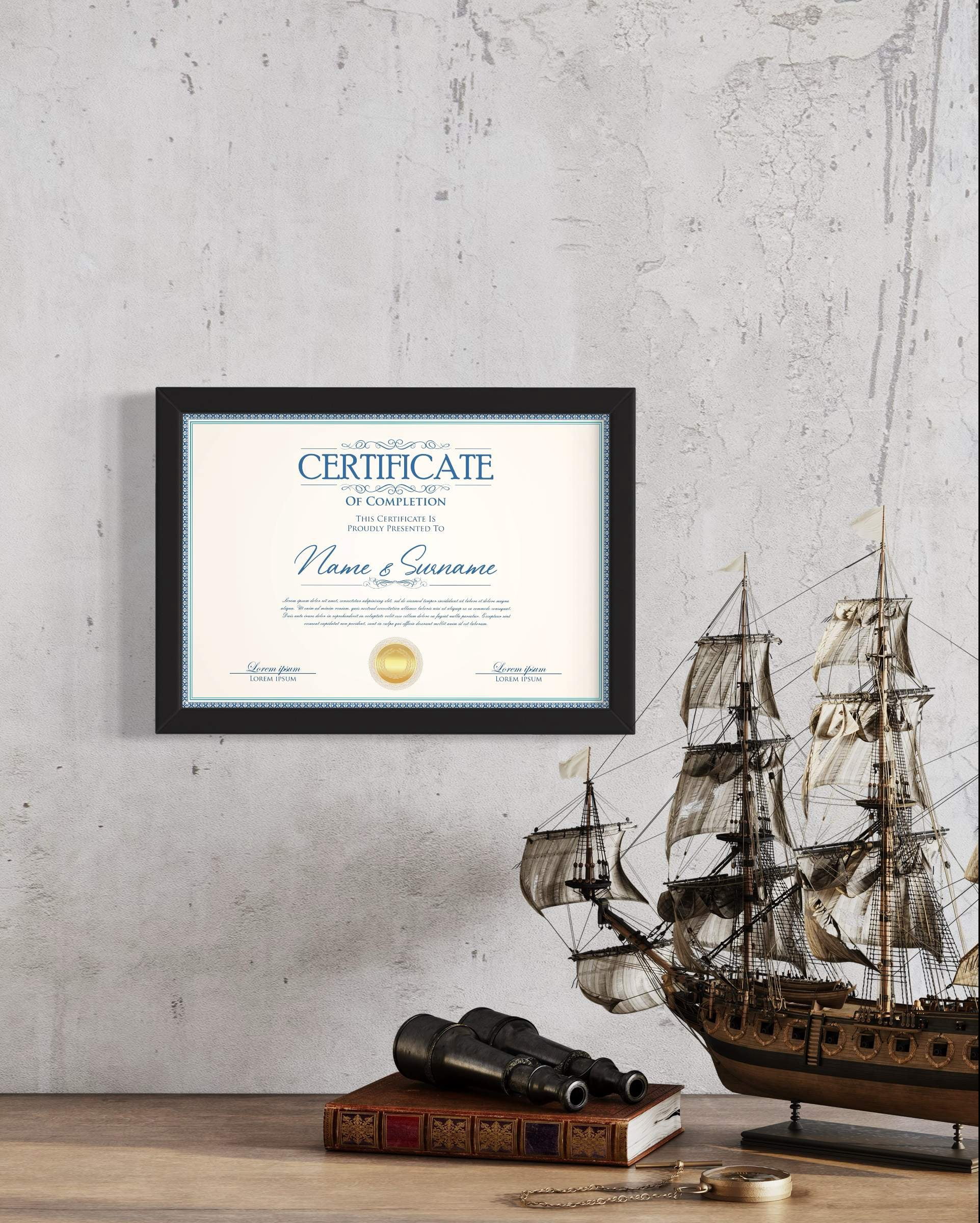 8.5" x 5.5" Certificate Frame - Wood Frame - Holds any document measuring 8.5x5.5 inches
