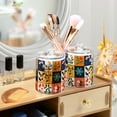 thumbnail image 3 of Yayeee 2 Pack Qtip Holder Bathroom Cotton Swab Canister with Lid Clear Dispenser Set, Floral Patterns, 3 of 6