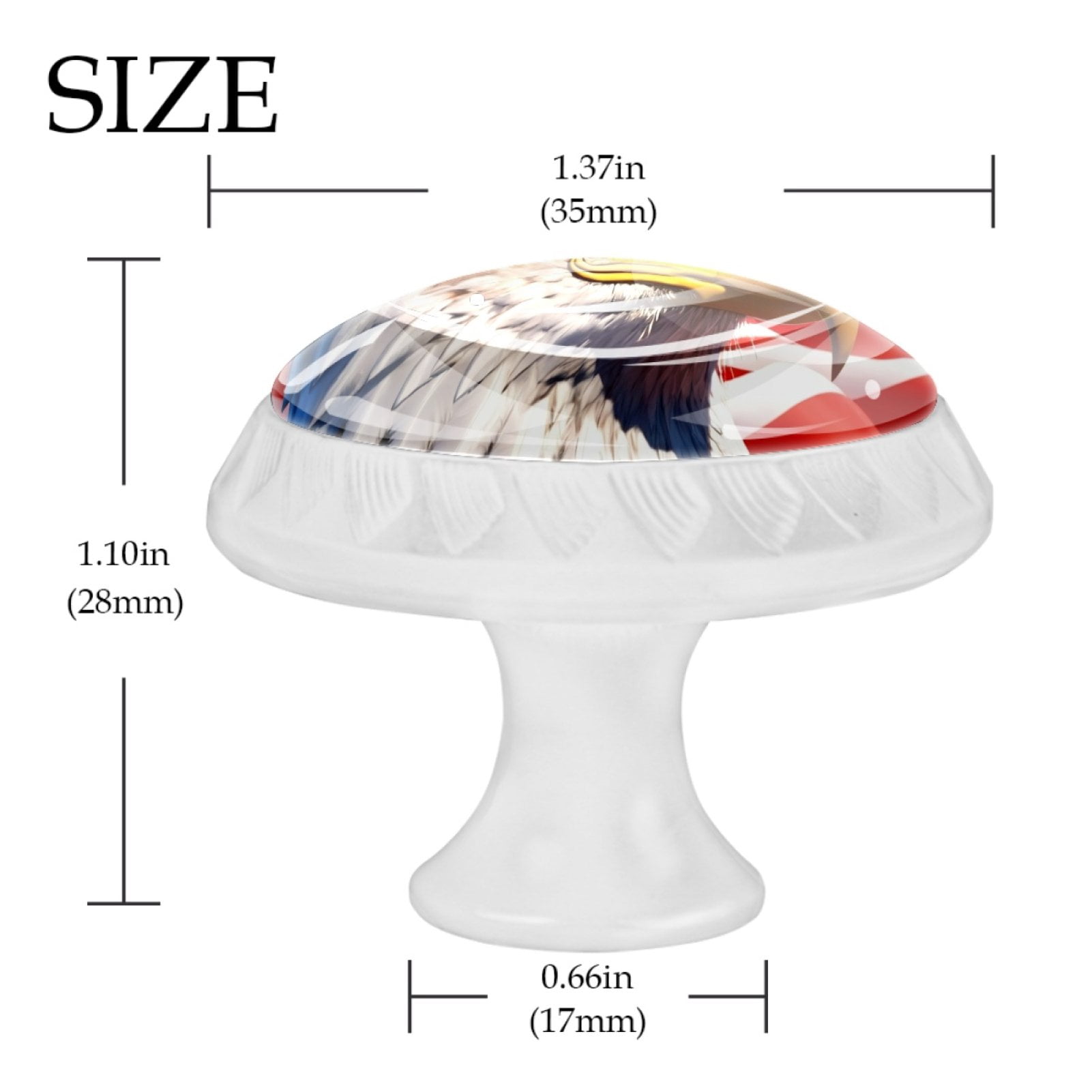 4 Pcs Eagle and American Flag Knobs for Kitchen Cabinet Cupboard Dresser Bookcase Drawer Pulls Handles Round Home Decor