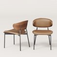 thumbnail image 4 of NessCarsti Modern Faux Leather Dining Chairs, Set of 2, Mid Century, Black Metal Legs, Khaki/Walnut, 4 of 12