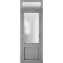 Front Exterior Prehung Metal-Plastic Door Frosted Glass / Manux 8422 Grey Ash / Top Window / Office Commercial and Residential Doors Entrance Patio Garage 36" x 96" Left-hand Inswing