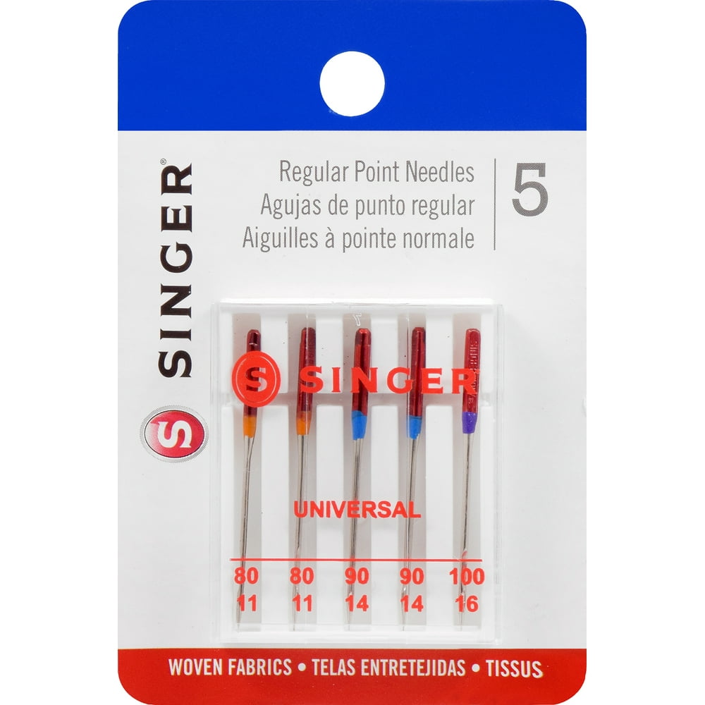 SINGER Regular Point Sewing Machine Needles, 5 Piece