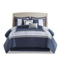 Gracie Mills 8-Piece Navy Embroidered Comforter Set GRACE-14955 Hotel Style