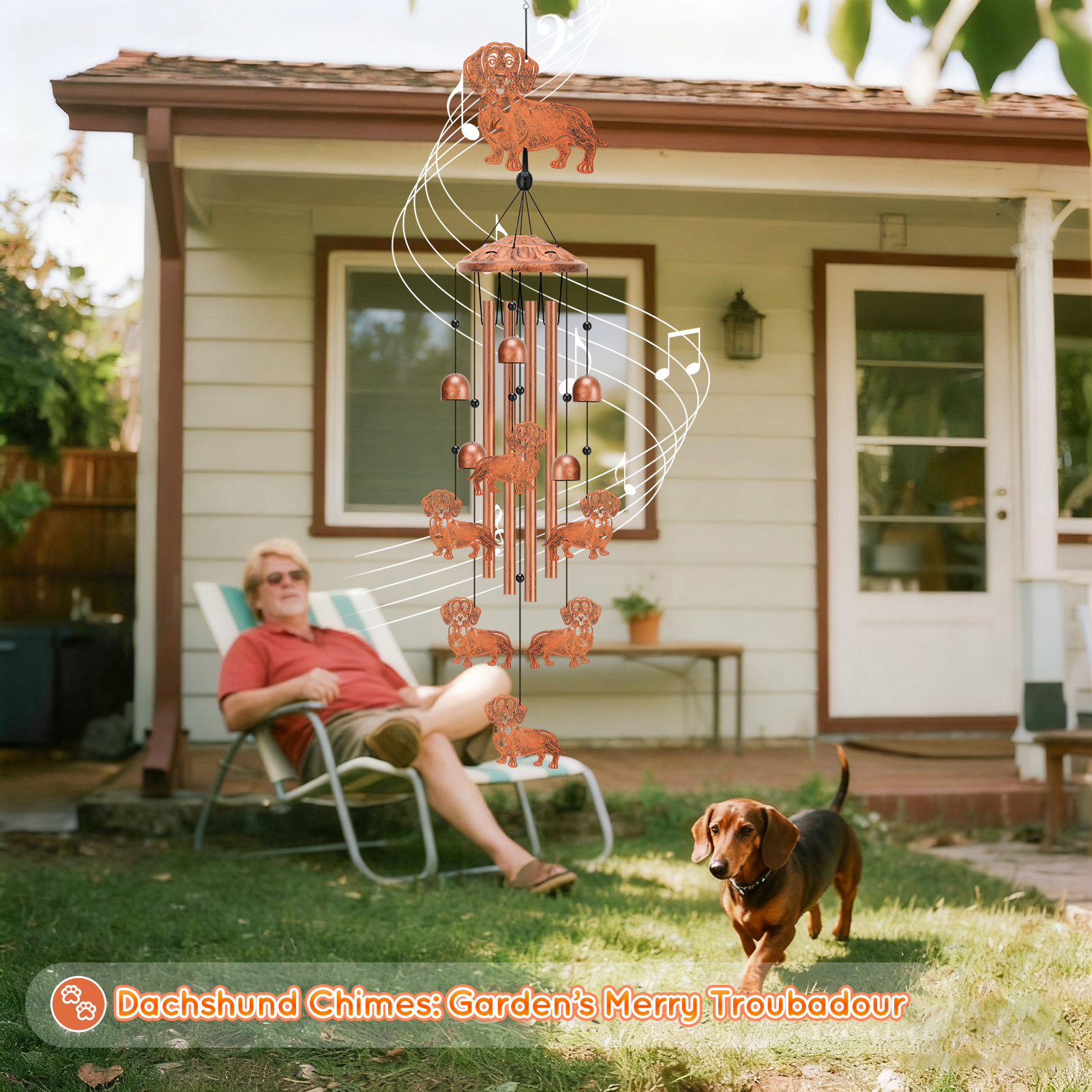 Topjuju Dachshund Dog Wind Chimes 35 Inch photo 4