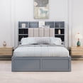 thumbnail image 3 of Multi-functional Full Size Bed Frame with 4 Under-bed Portable Storage Drawers and Multi-tier Bedside Storage Shelves, Grey, 3 of 7