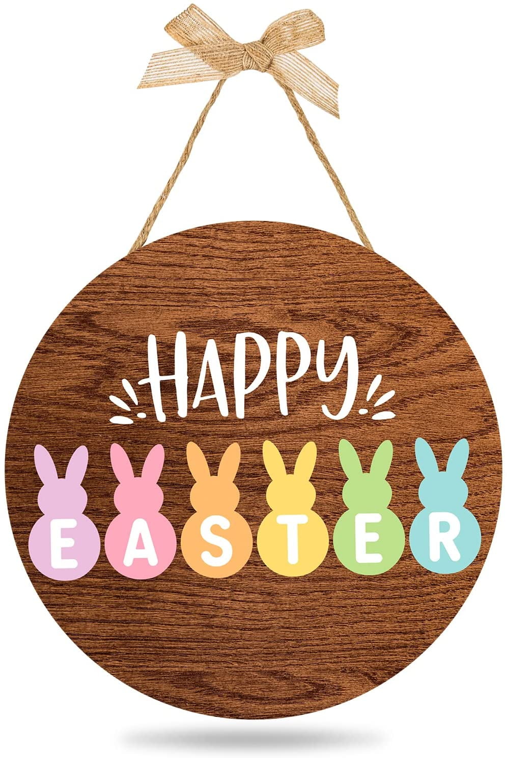 Easter Welcome Hanging Wall Sign with Bunnies 13"X11" w 