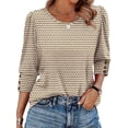 thumbnail image 2 of Womens Tops 3/4 Sleeve with Buttons Dressy Casual Blouses Summer Beach Vacation Outfits White Print XXL, 2 of 6
