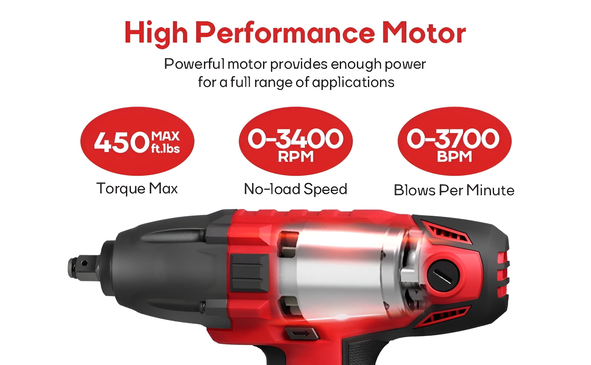 Eastvolt EVIW800 800W, 7.5A 1/2" Cordless Friction Ring Impact Wrench, 3400 RPM