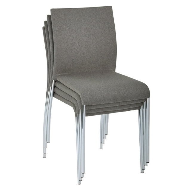Conway Stacking Chair in Smoke Brown Gray Fabric Fully Assembled 4 Pack